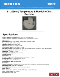 Thumbnail of document Data Sheet - TH8 8 in Temperature & Humidity Chart Recorder